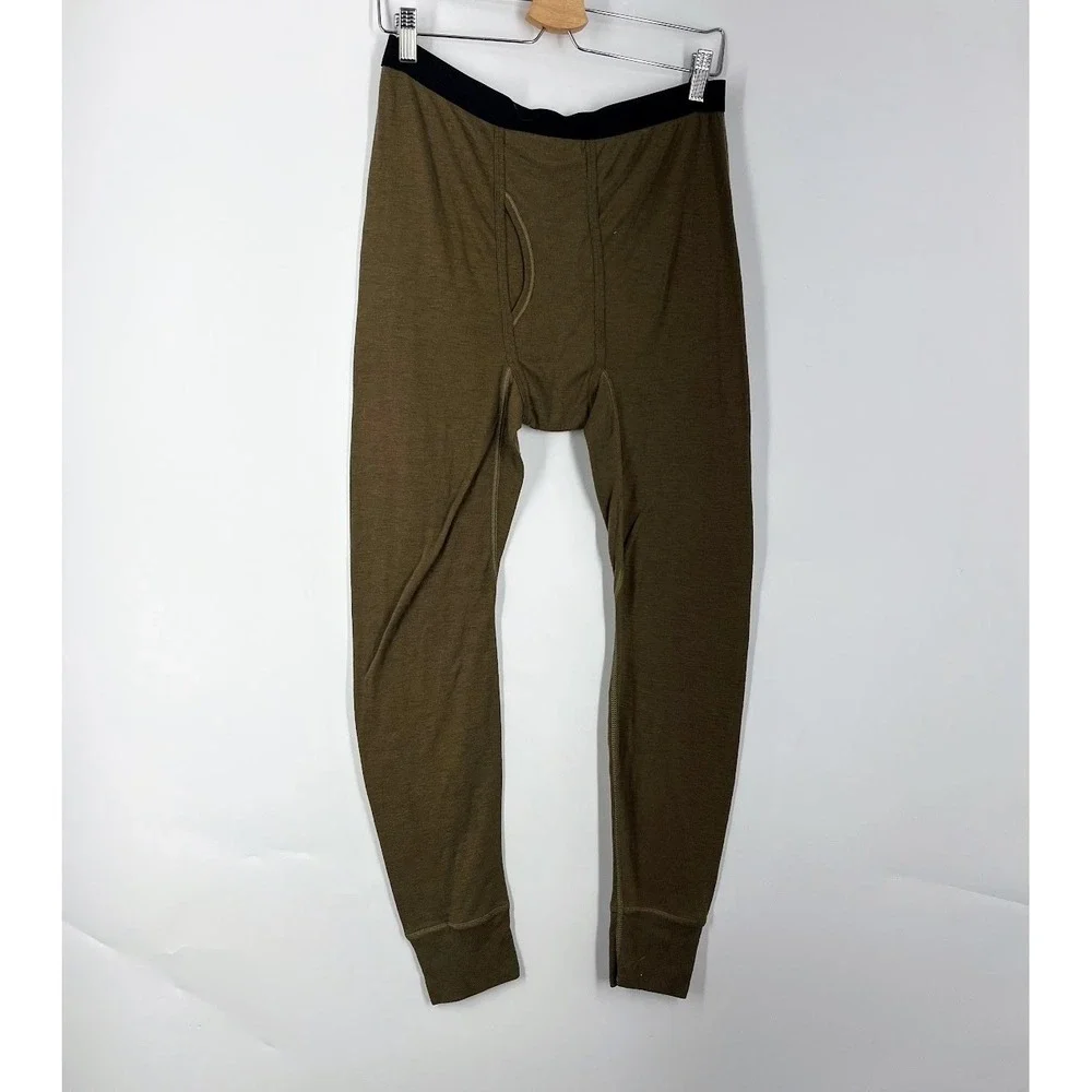 Duofold Mens Merino Wool Blend Thermal Base Layer Set Brown Medium Long John Top